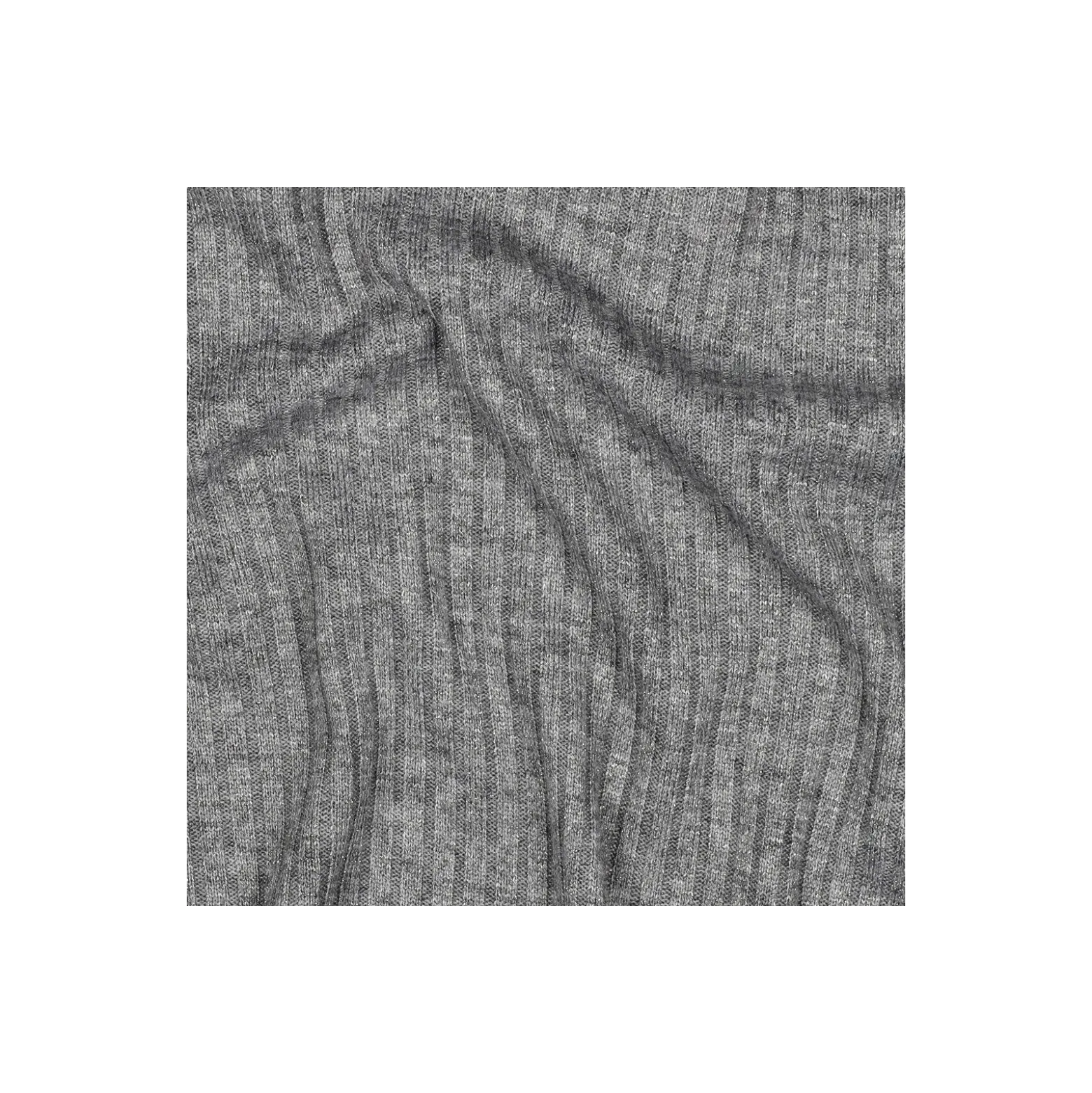 Tissu maille tricot côtelé lurex - gris