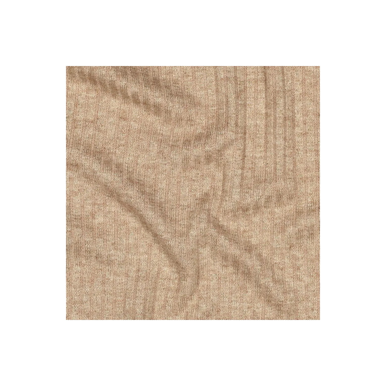 Tissu maille tricot côtelé lurex - beige