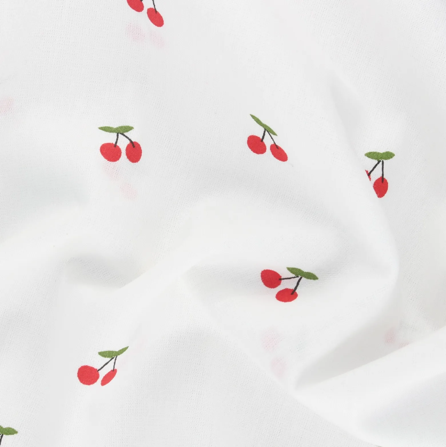 Tissu popeline de coton Cerise - blanc