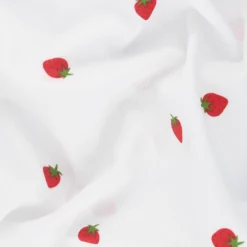 Tissu popeline de coton Fraise - blanc