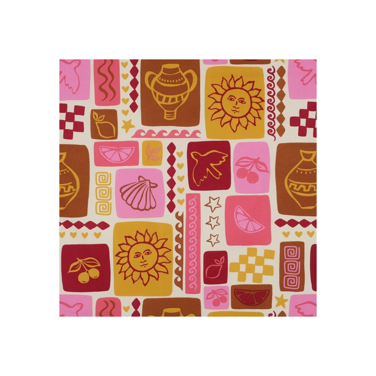 Tissu popeline de coton Poppy Summer patchwork - écru