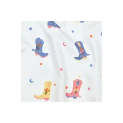 Tissu popeline de coton Poppy Cowboy boots - blanc