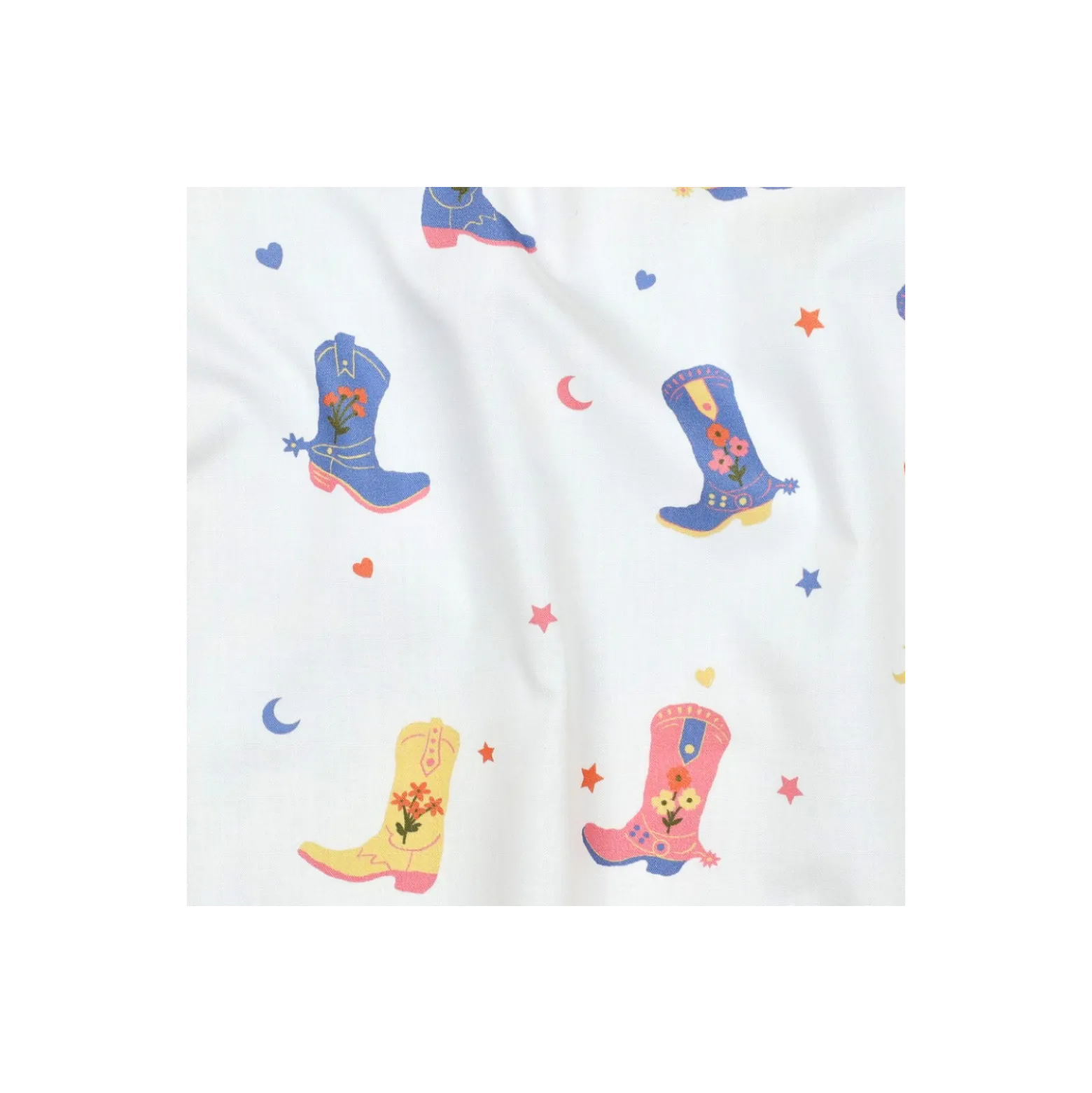Tissu popeline de coton Poppy Cowboy boots - blanc