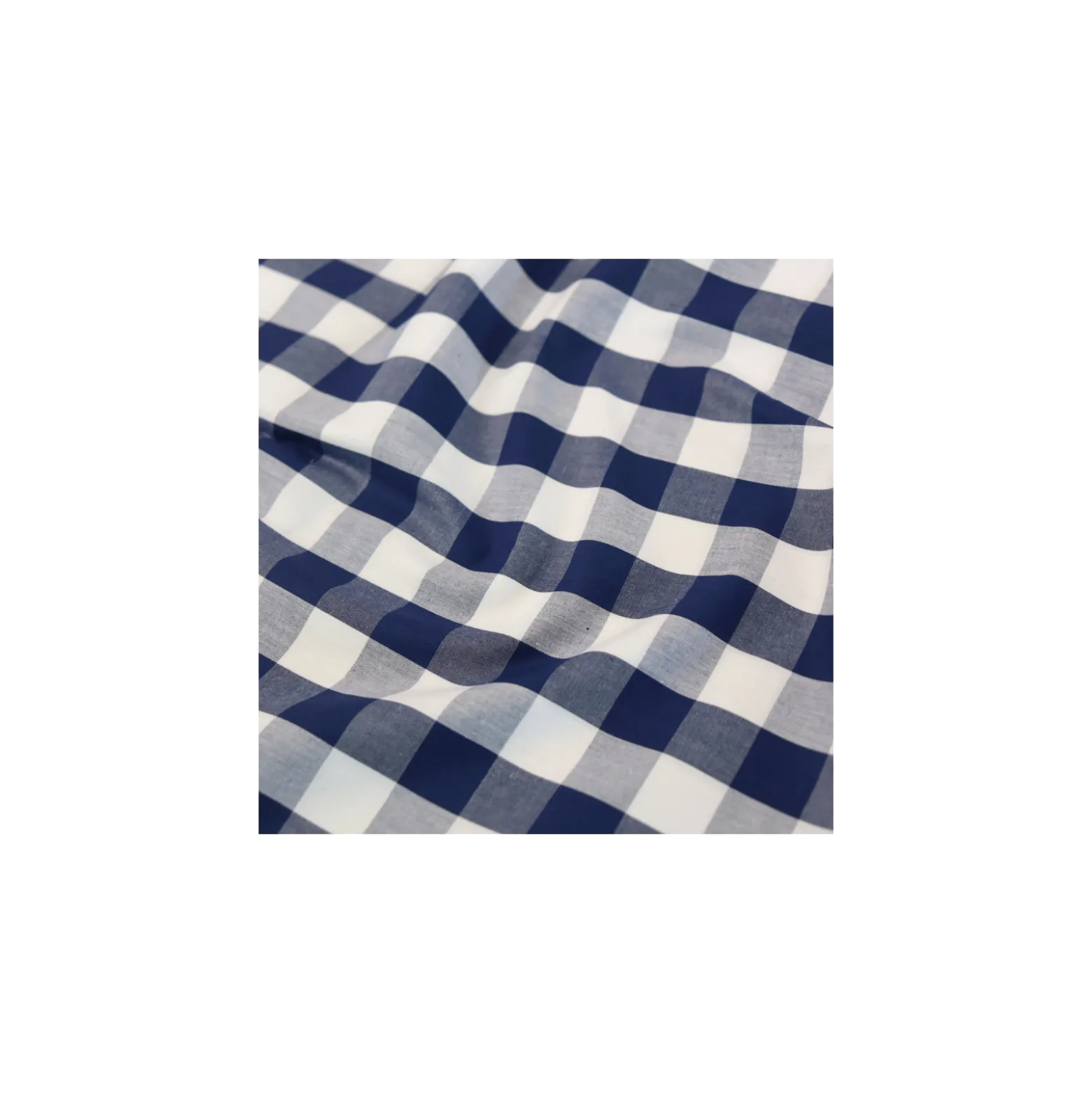 Tissu popeline de coton vichy Any - bleu marine
