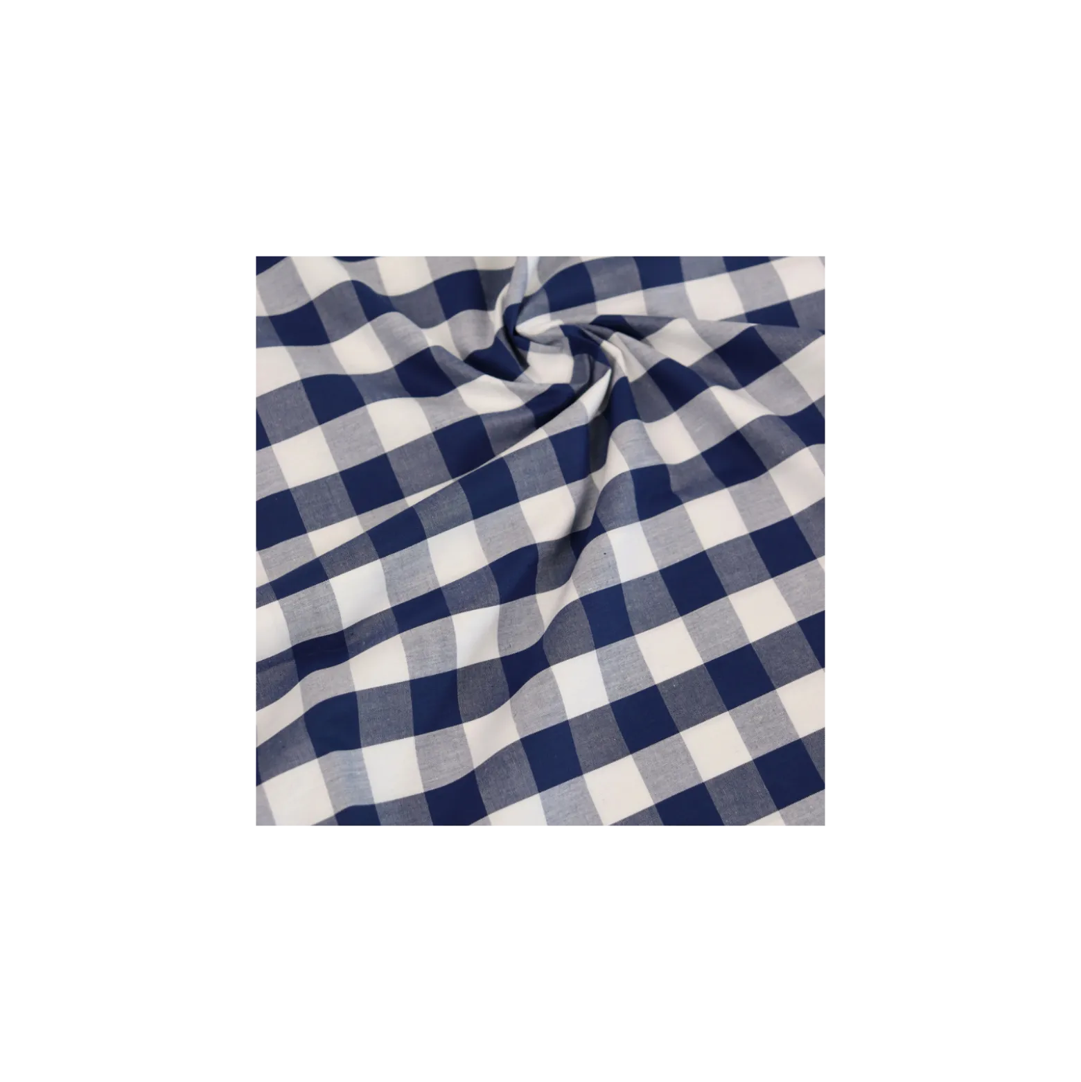 Tissu popeline de coton vichy Any - bleu marine