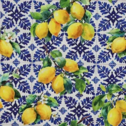 Tissu popeline de coton viscose Lemons - blanc