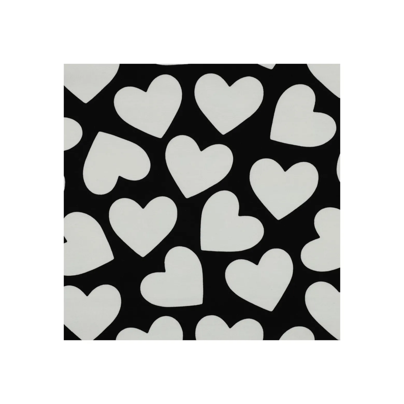 Tissu sweat Poppy Big coeurs - noir