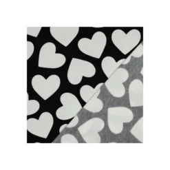 Tissu sweat Poppy Big coeurs - noir
