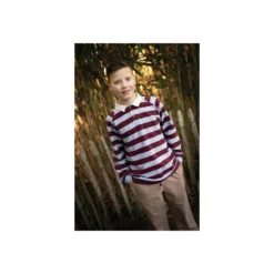 Tissu sweat Poppy Stripes - bordeaux / lavande