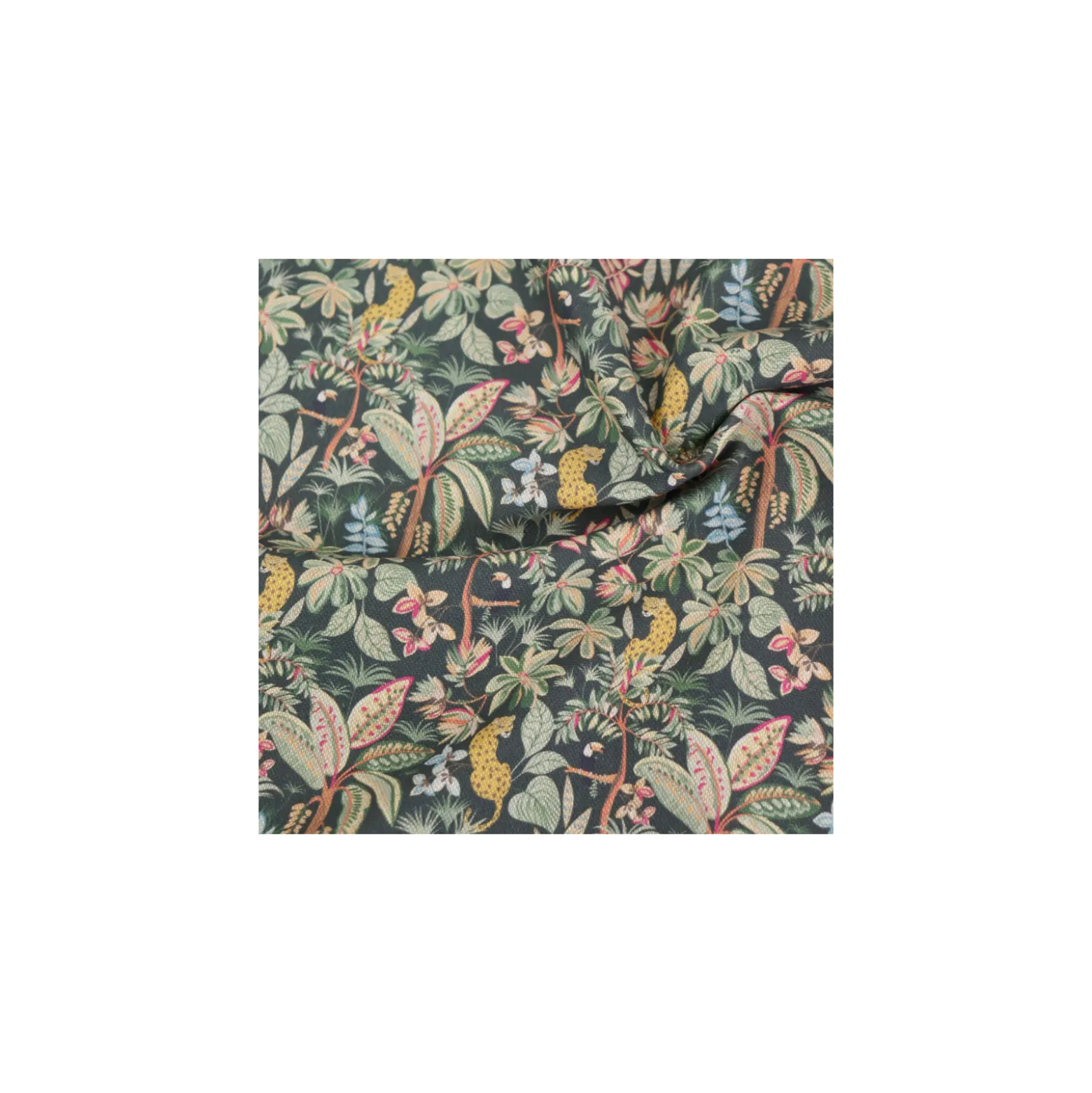 Tissu toile de coton aspect lin Jungle - vert