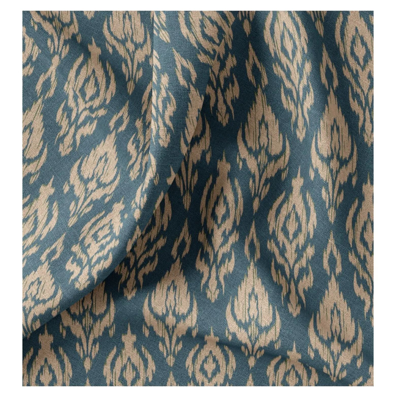 Tissu toile de coton demi natté Basuk - bleu