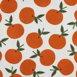 Tissu toile de coton Orange - blanc