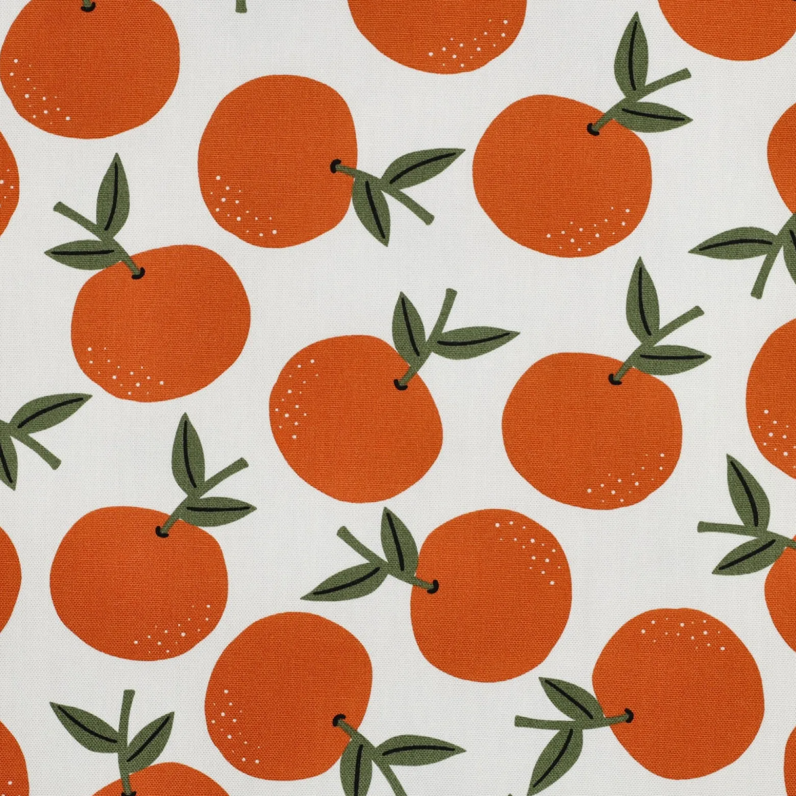 Tissu toile de coton Orange - blanc