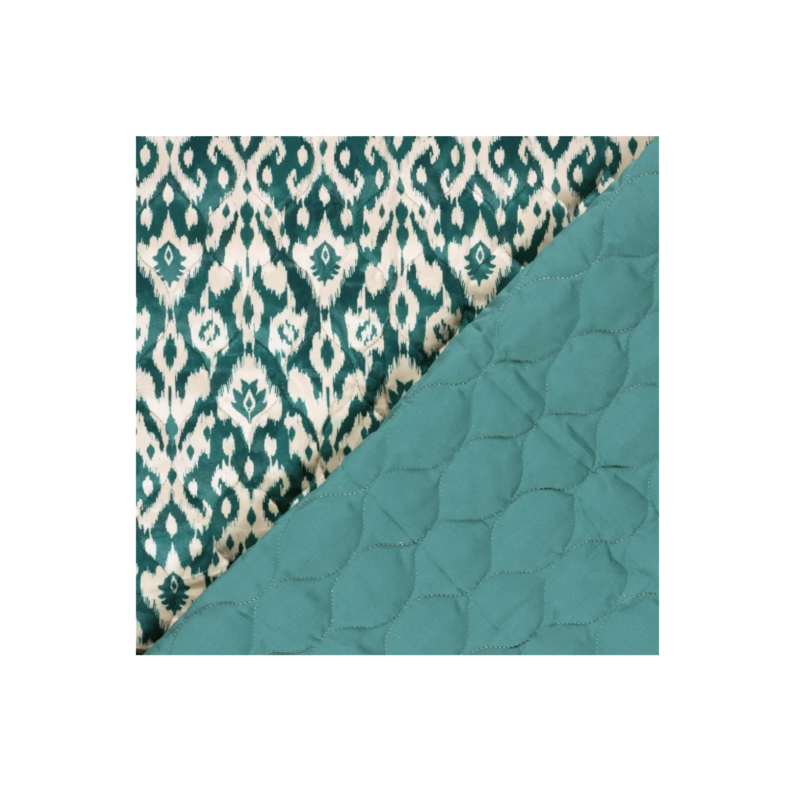 Tissu velours matelassé Abstrait - bleu paon