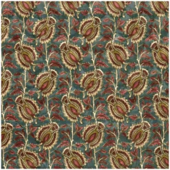 Tissu velours matelassé Cachemire - bleu paon