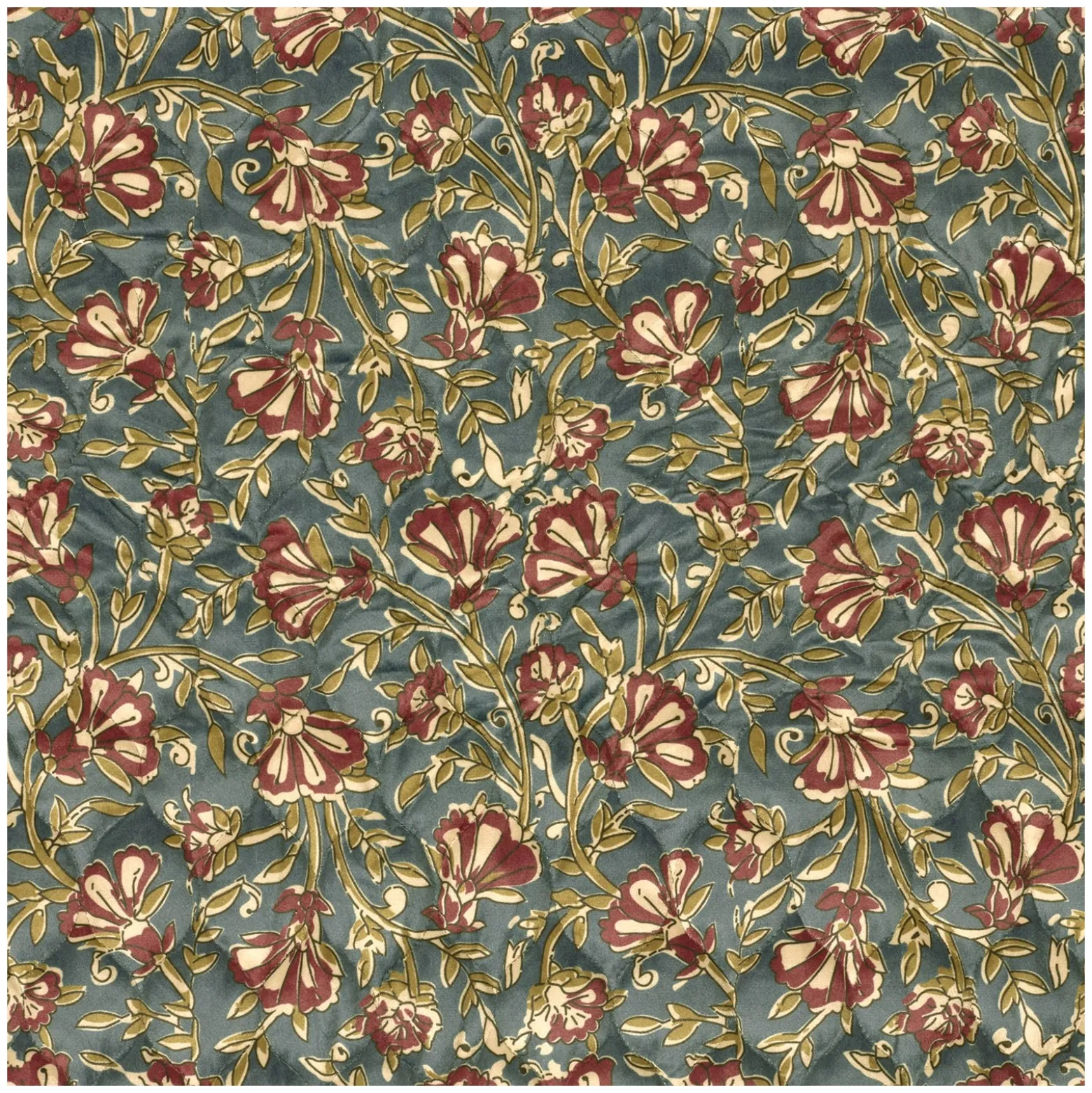Tissu velours matelassé Laly - bleu paon