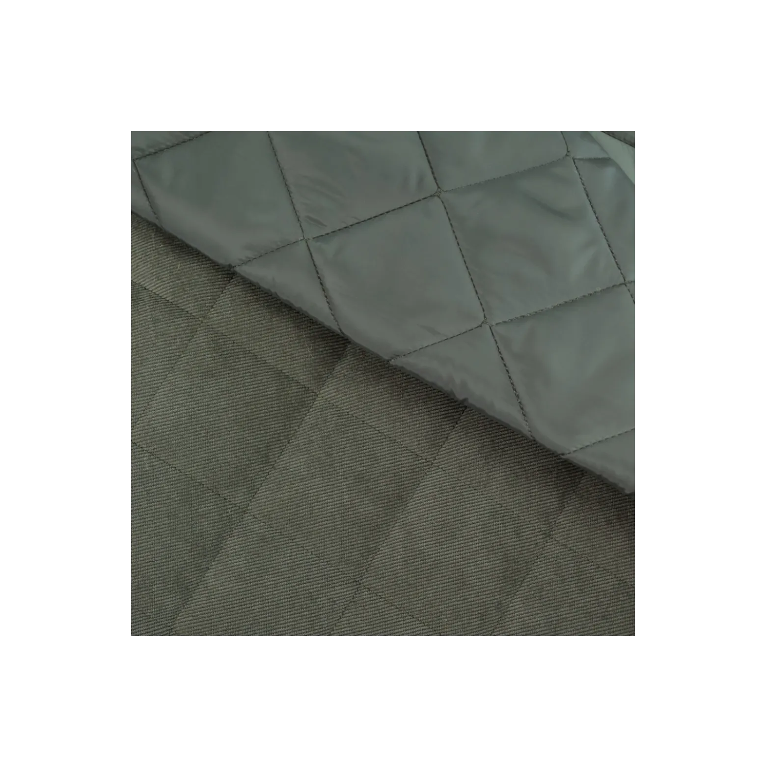 Tissu velours milleraies matelassé déperlant - vert kaki