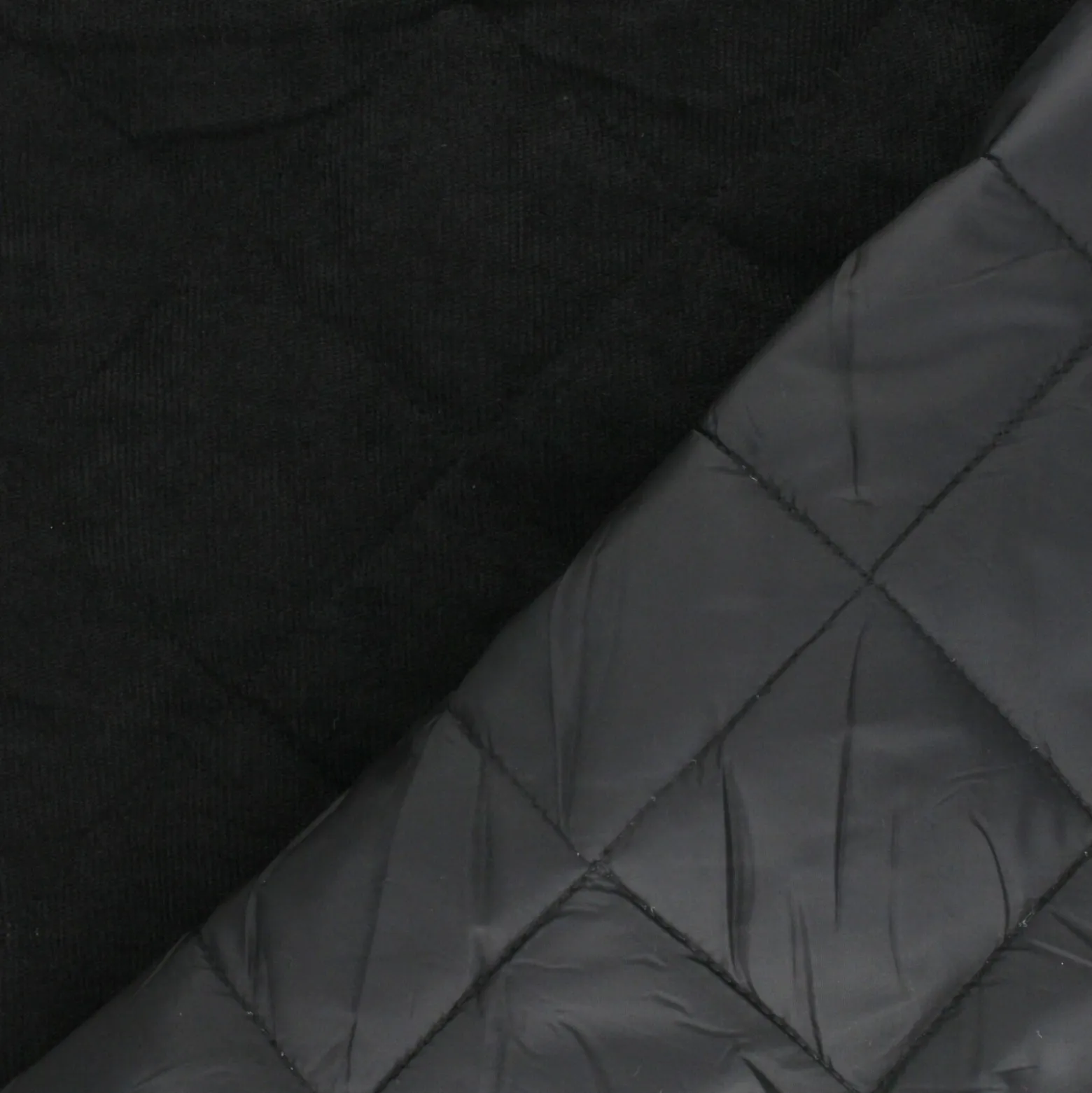 Tissu velours milleraies matelassé déperlant - noir