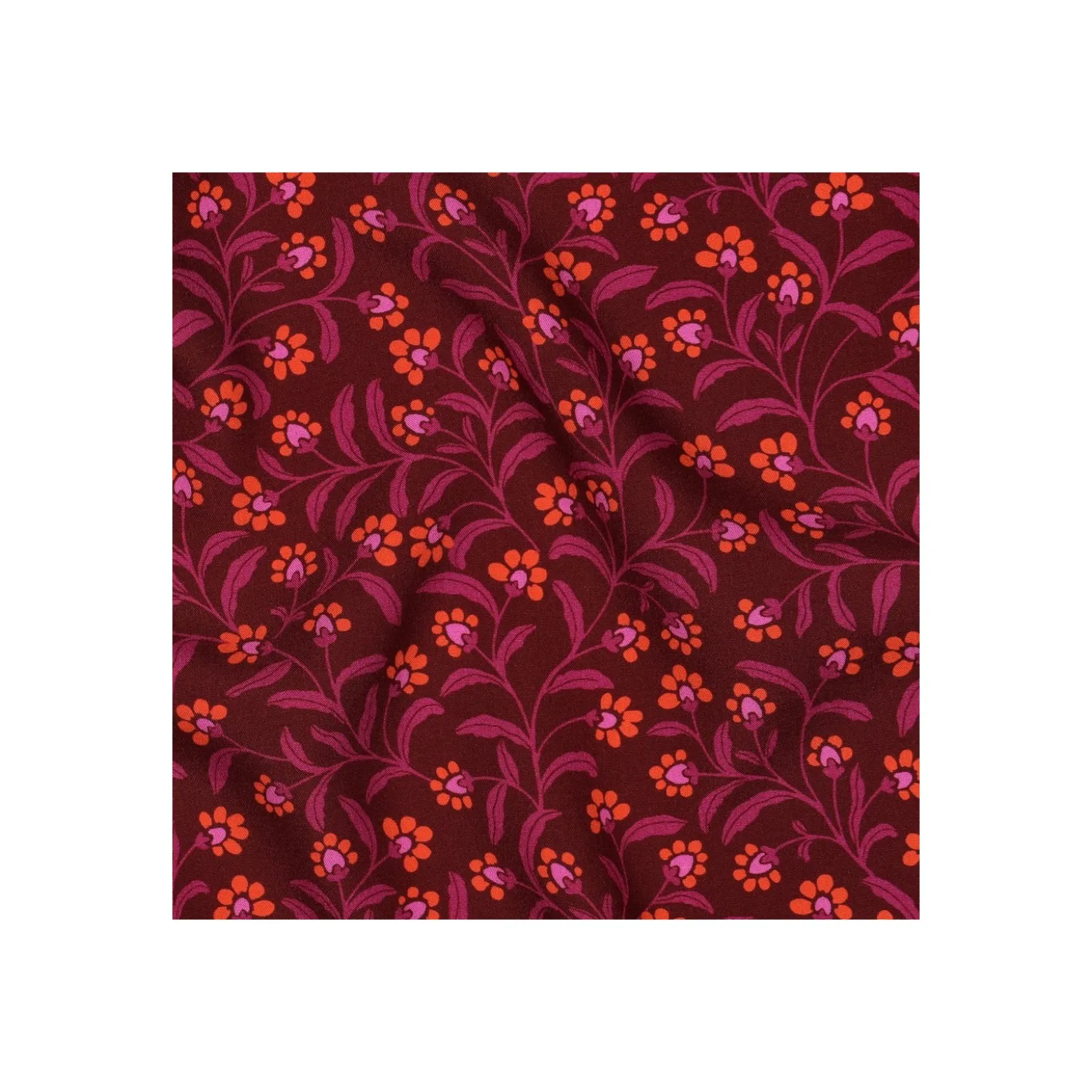 Tissu viscose Pommé fabrics Vinolia - bordeaux