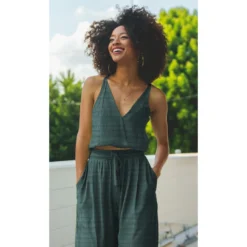 Tissu viscose smocké - vert foncé