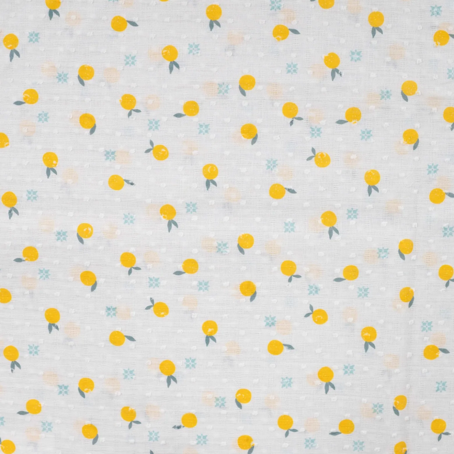 Tissu voile de coton plumetis Citrons - écru
