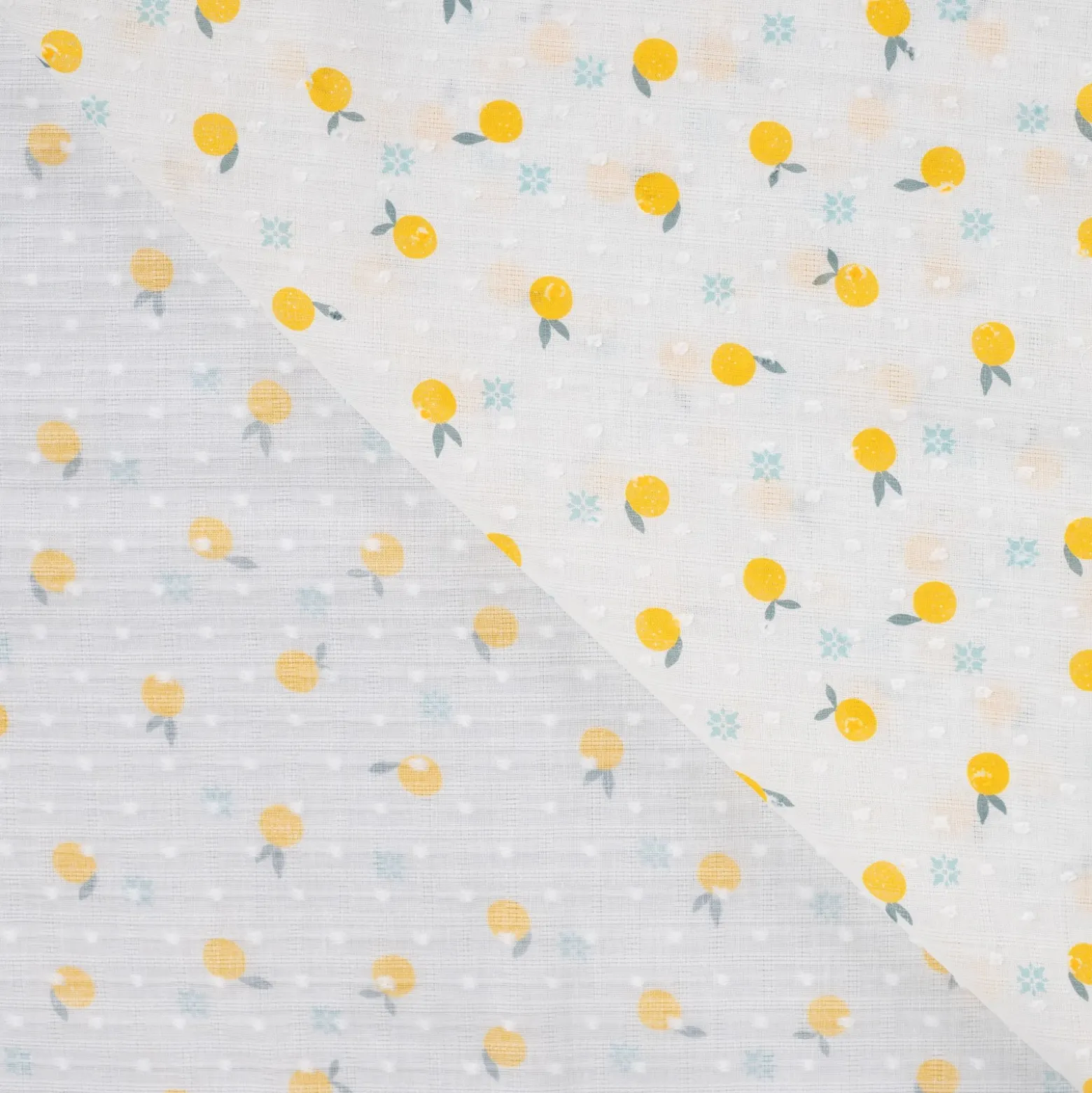 Tissu voile de coton plumetis Citrons - écru