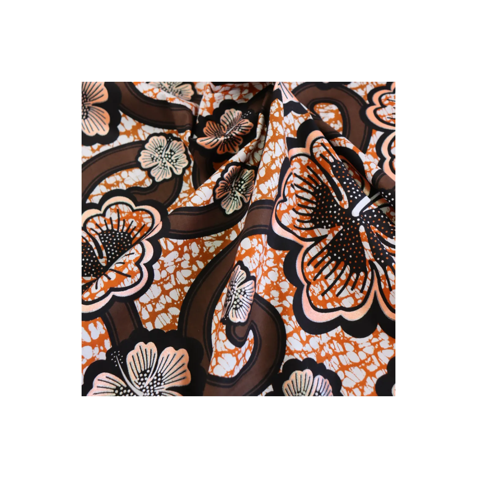 Tissu wax pailleté Bamako - marron