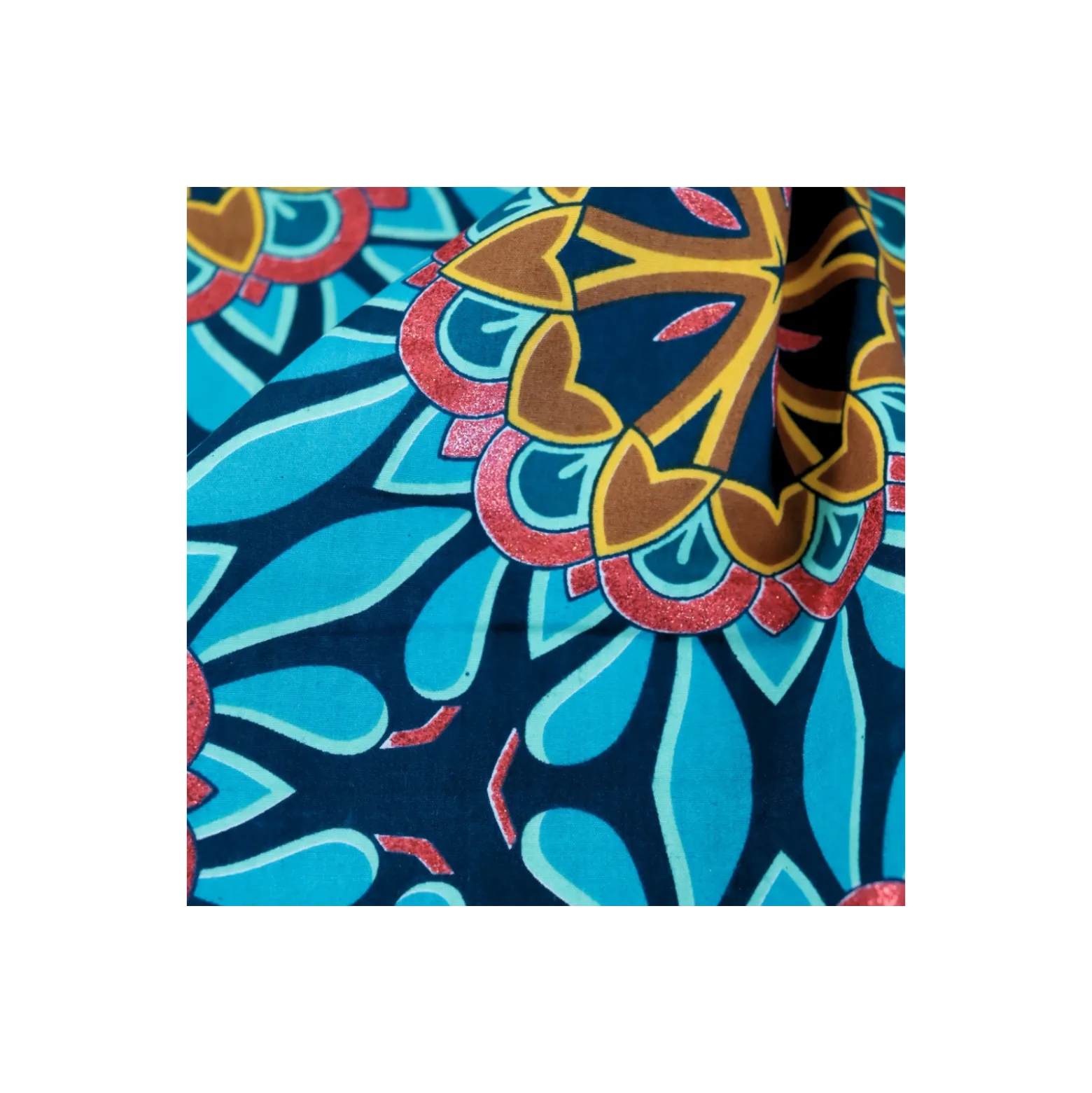 Tissu wax pailleté Bamori - bleu