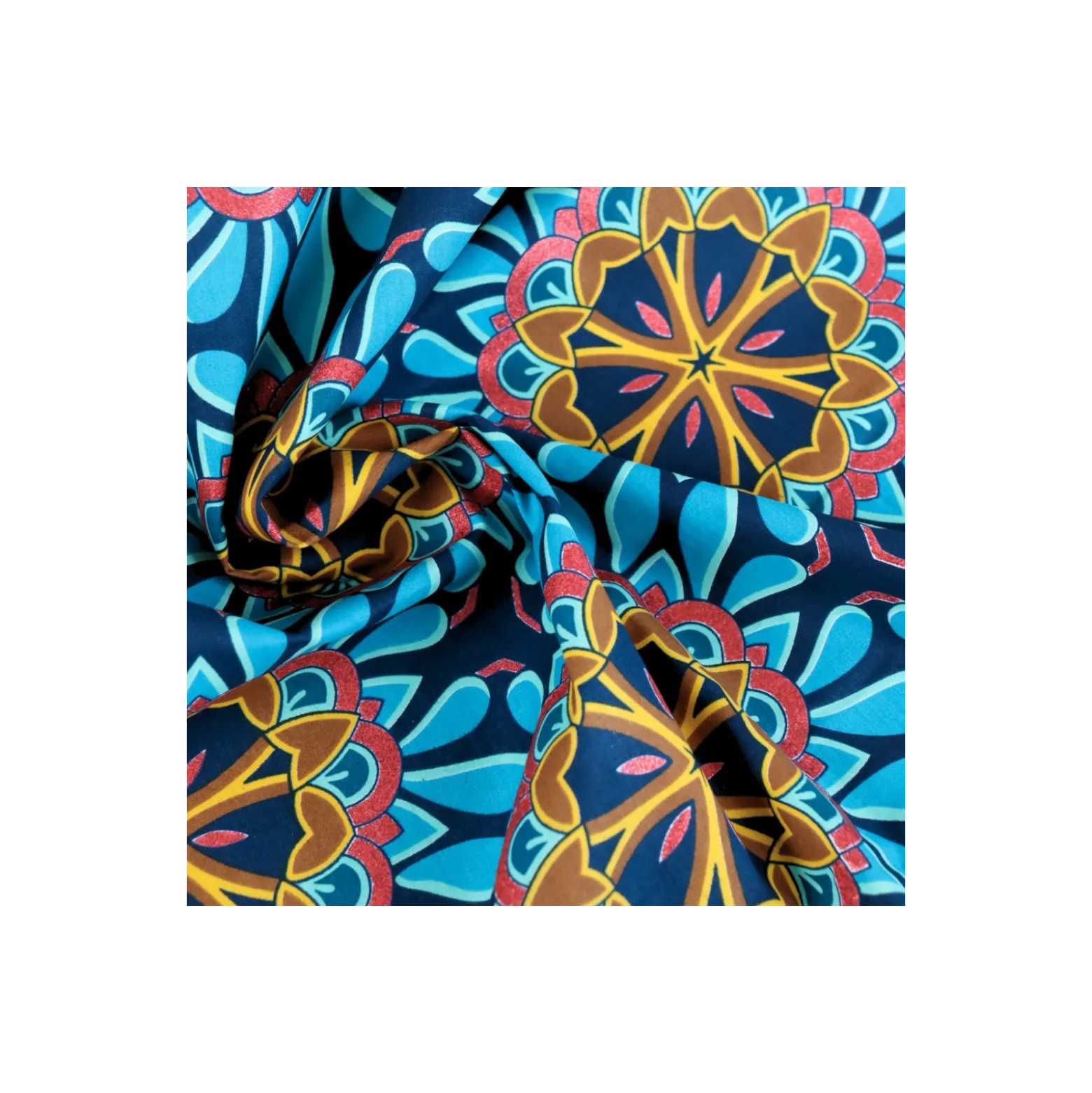 Tissu wax pailleté Bamori - bleu