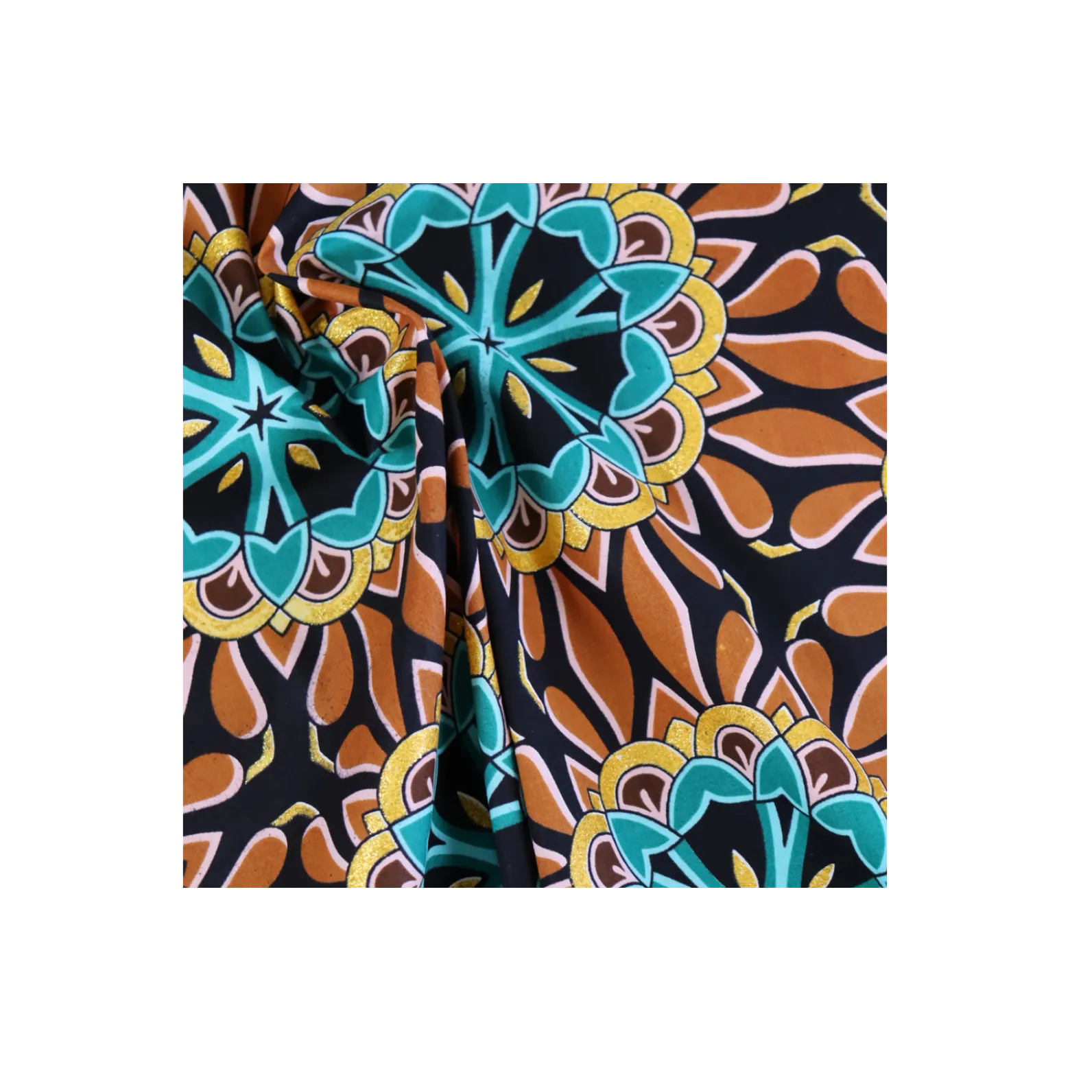 Tissu wax pailleté Bamori - marron