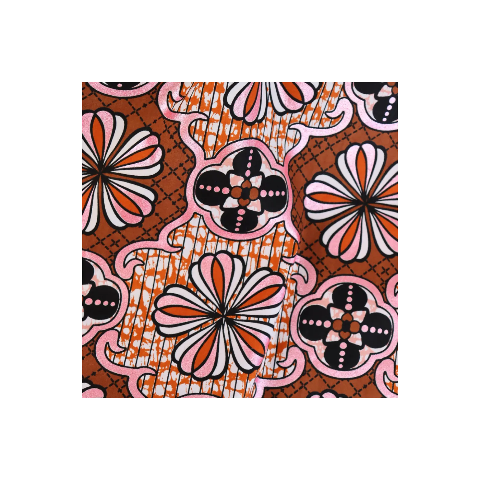 Tissu wax pailleté Dakar - marron