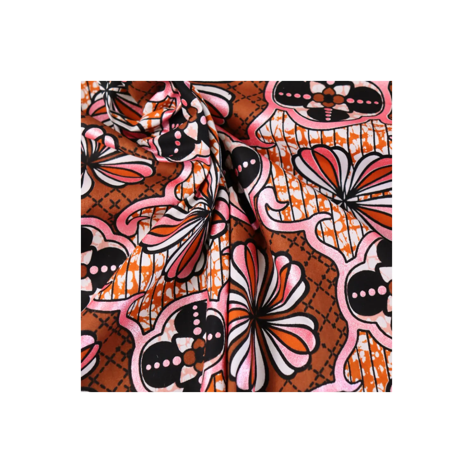 Tissu wax pailleté Dakar - marron