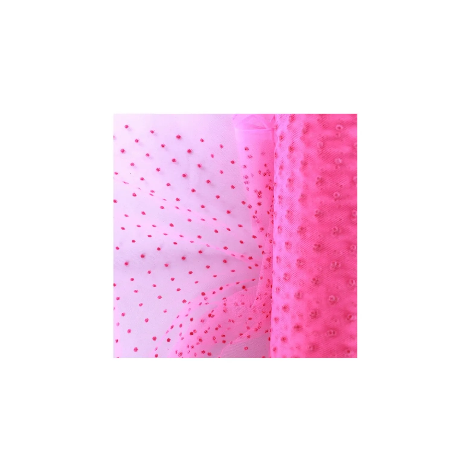 Tulle floqué small dot rose/rose