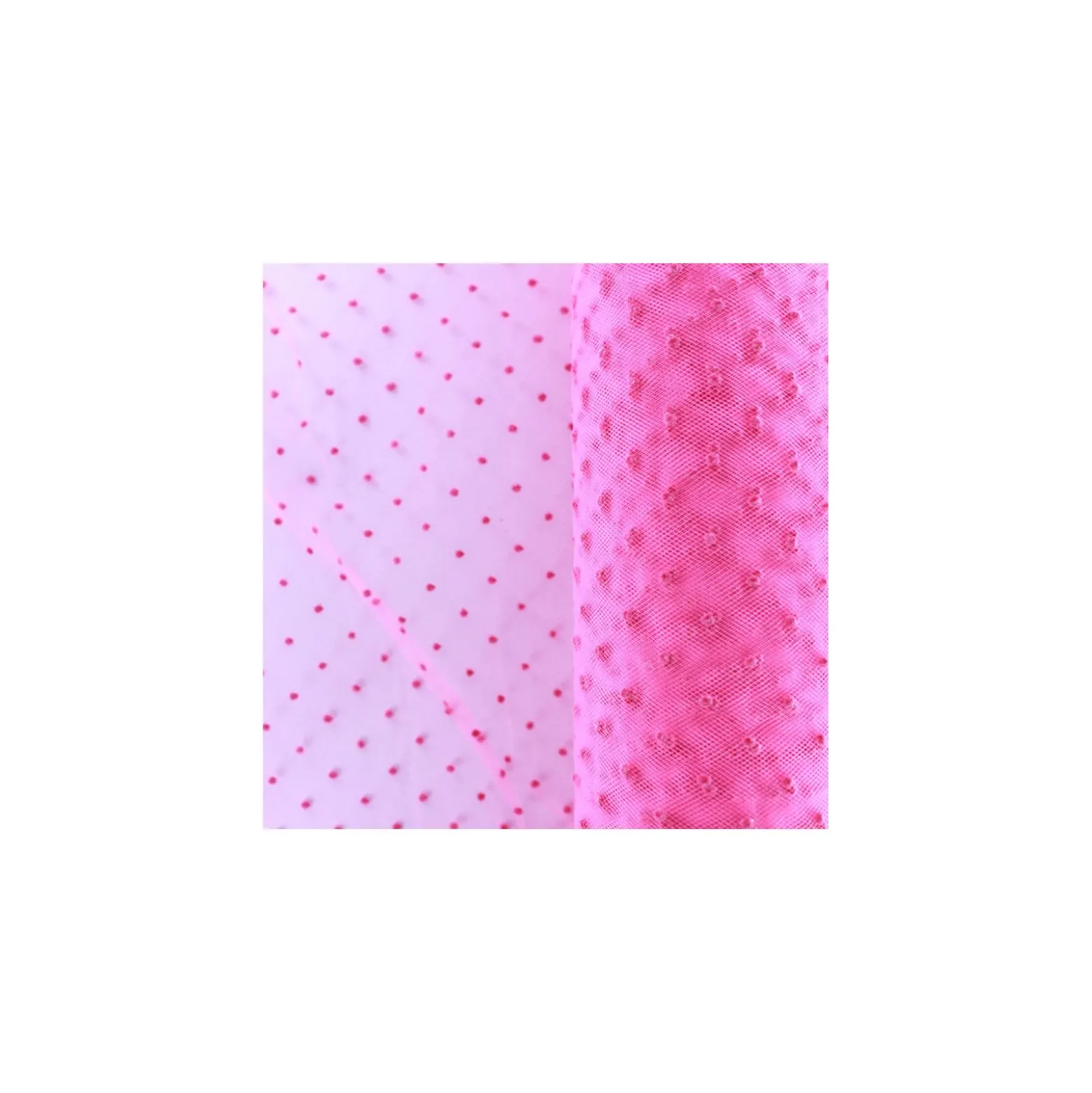 Tulle floqué small dot rose/rose
